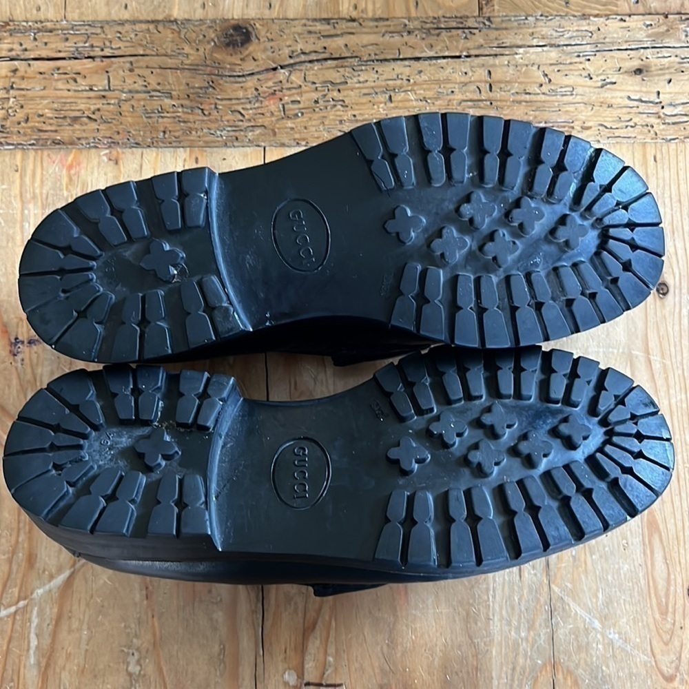 GUCCI Horsebit Mens Jasper Loafers Lug Sole Dress Shoe Black Leather 9.5 - Picture 11 of 16